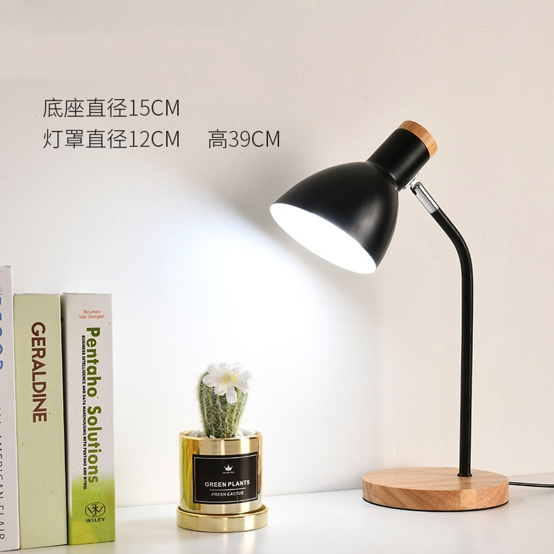 Modern Wood Table Lamp 6 Colours Metal Shade Desk lamp Bedside Bedroom Dimmable adjustable Reading Table Light Decor Lighting