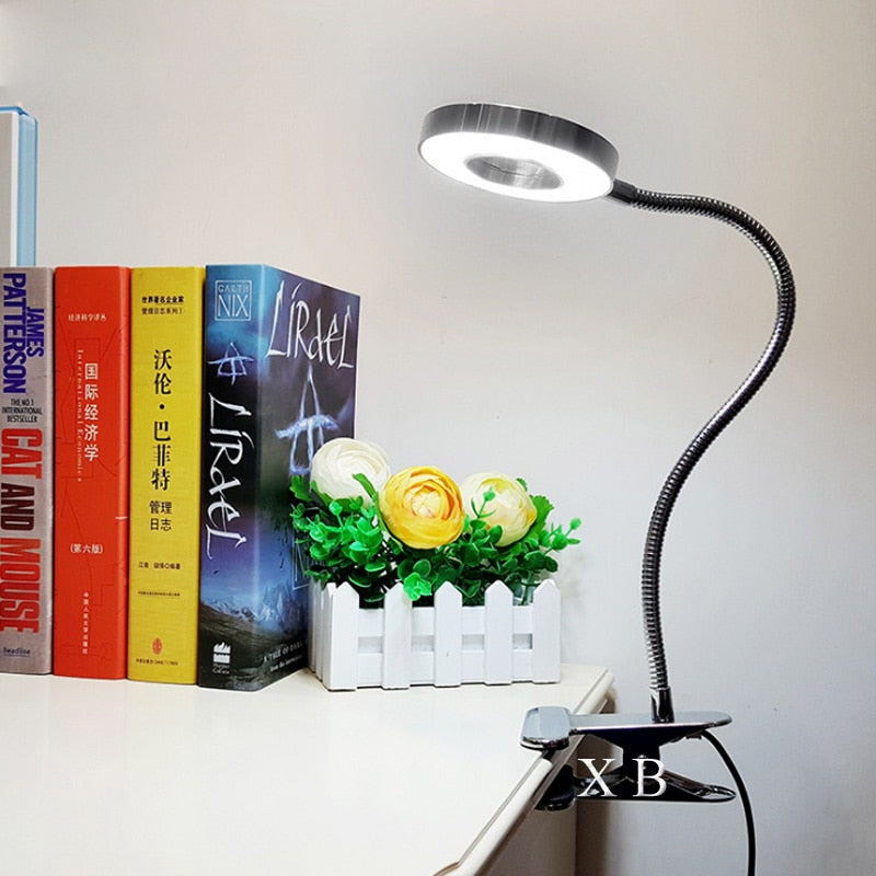 LED Desk Lamp 5W with Clamp Dimmable Reading Light Eye-Care USB Table Lamp LED Bedside Lamp Baby Night Light Clip