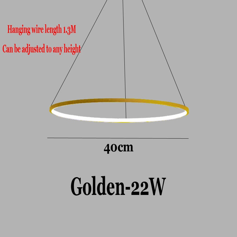 Modern LED Pendent Light 40/60cm Circle Chandelier Lighting Lustre Ring Lights Living Room Decoration Bedroom Light Fixtures