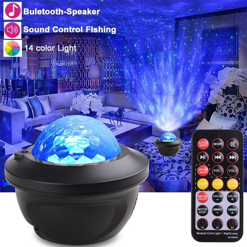 Led  Starry Sky Star Galaxy Projector Night Light Built-in Bluetooth-Speaker For Home Bedroom Decoration Child Kids Present