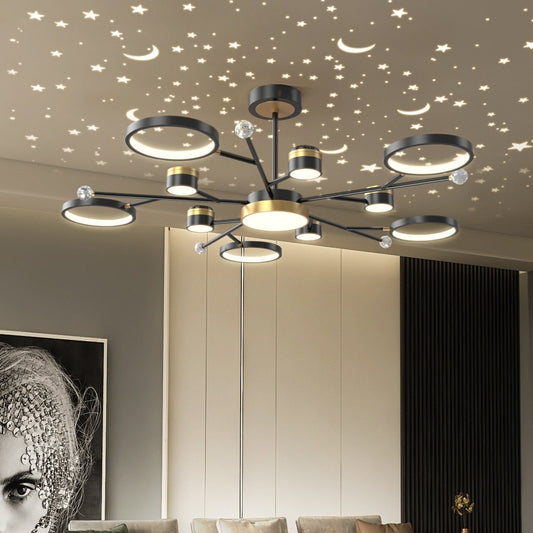 2022 New Star Projection Hall Main Pendent Lamp Nordic Luxury Living Room Hanging Light Modern
