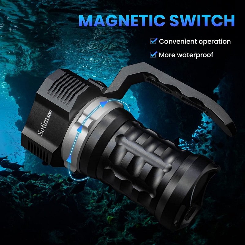 Diving Light 3* SST40 LED Dive Flashlight Underwater Torch 4 Modes Magnetic Control Switch