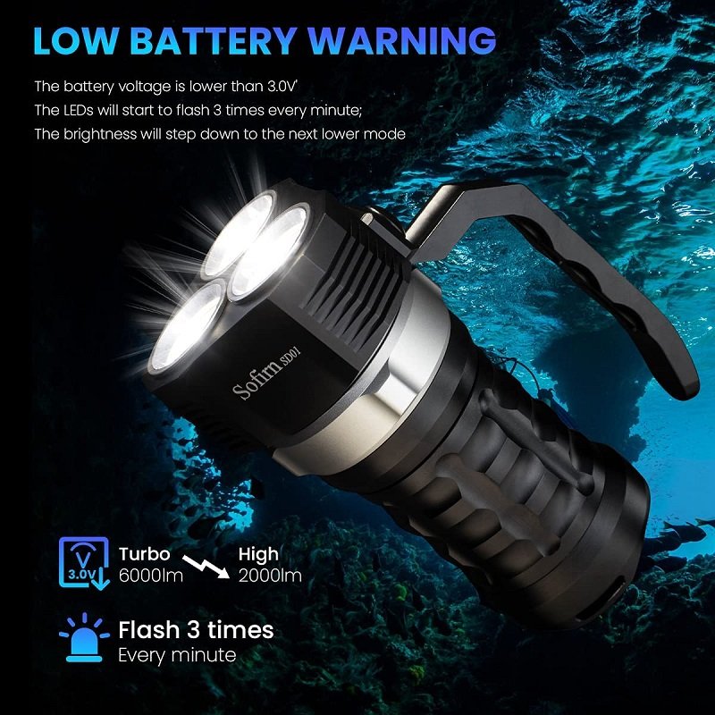 Diving Light 3* SST40 LED Dive Flashlight Underwater Torch 4 Modes Magnetic Control Switch